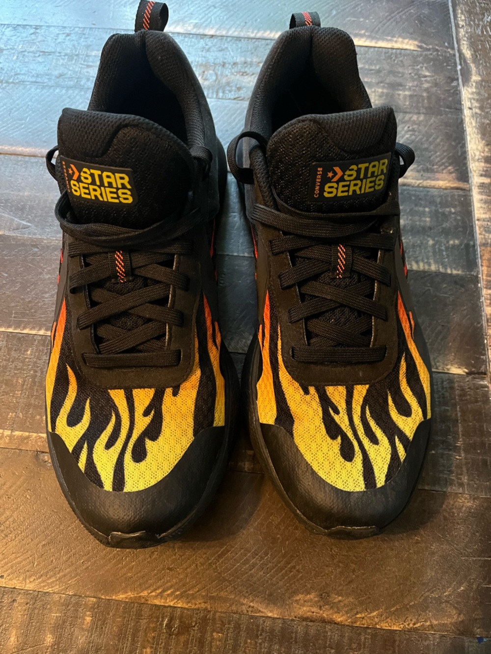 Converse x Tinker Hatfield Star Series Run Ox Low Black Flames Size 10.5 166444c